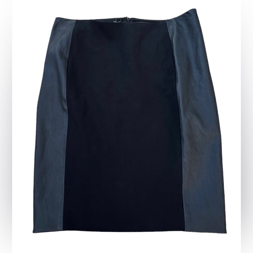 Ralph Lauren Black Label lamb Leather side Panel pencil Skirt 8‎